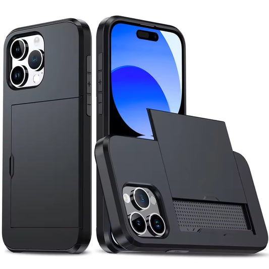Wallet Card Holder Case for iPhone 17, 16, 15, 14, 13, 12 & 11 Pro Max | Slim Shockproof Protective Phone Cover