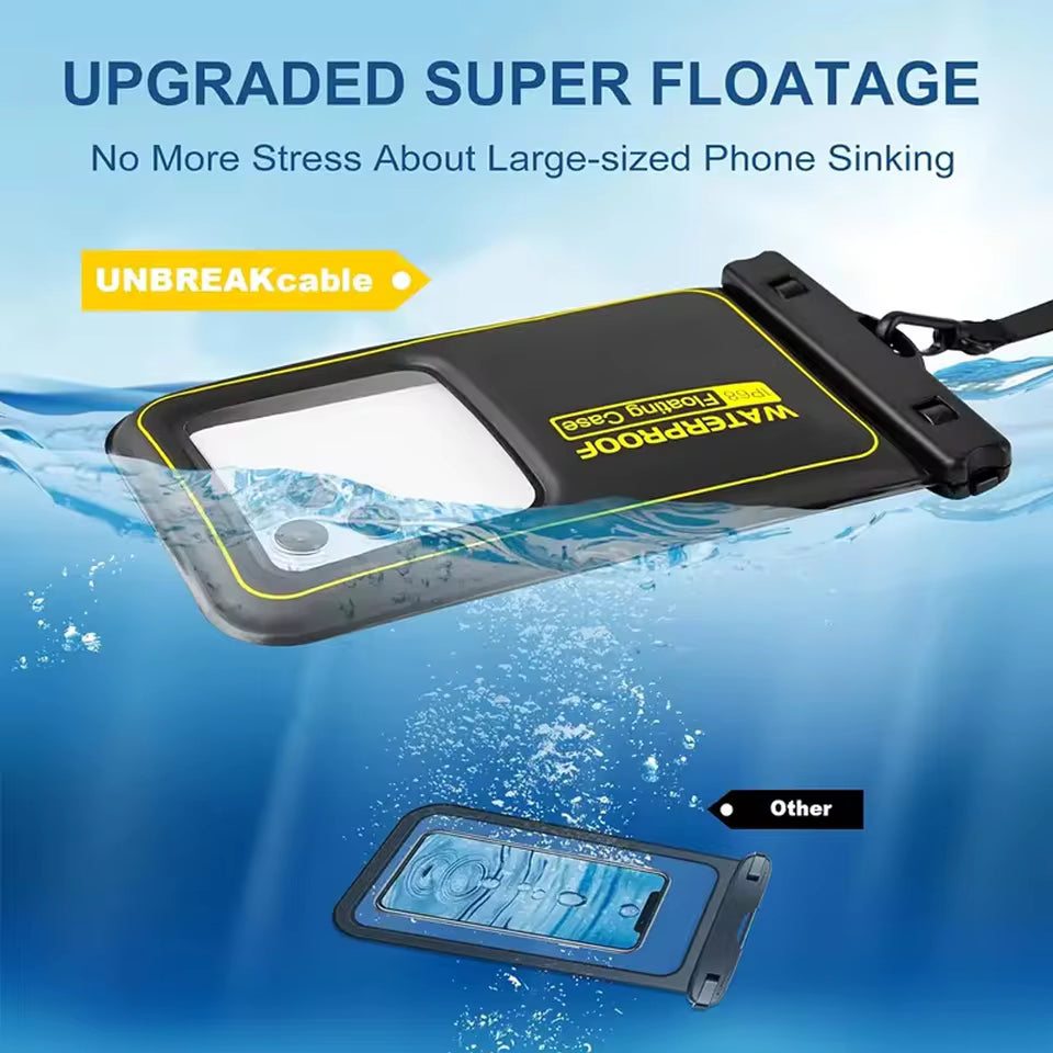 Floating Waterproof Phone Pouch with Adjustable Lanyard | Universal Dry Bag for Beach, Swimming, Kayaking & Travel